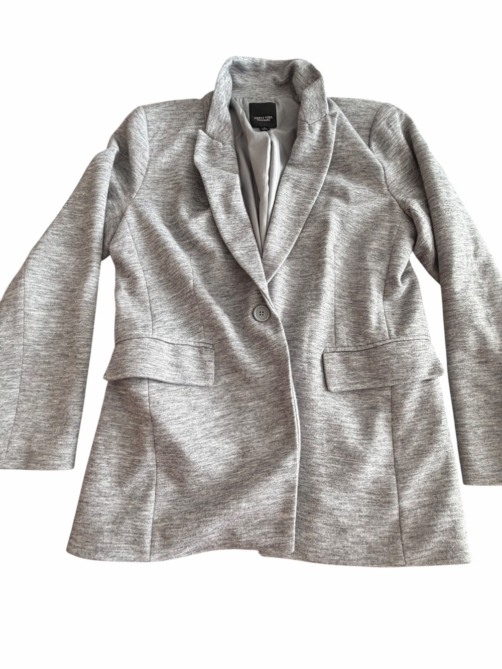 Simply Vera Vera Wang Light Gray Single-Button Knit Blazer